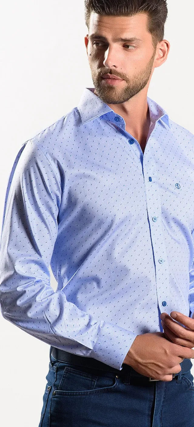 Alain Delon camicia azzurra fantasia blu slim fit