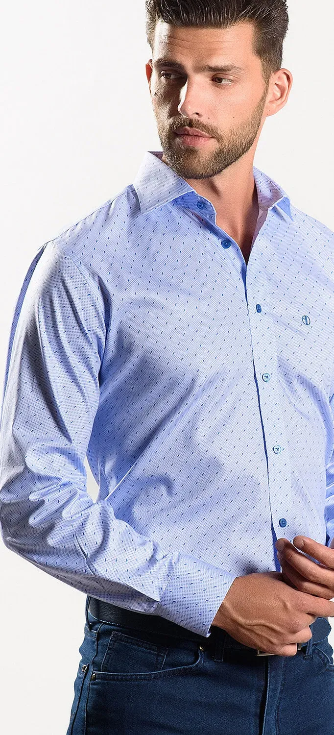 Alain Delon camicia azzurra fantasia blu slim fit