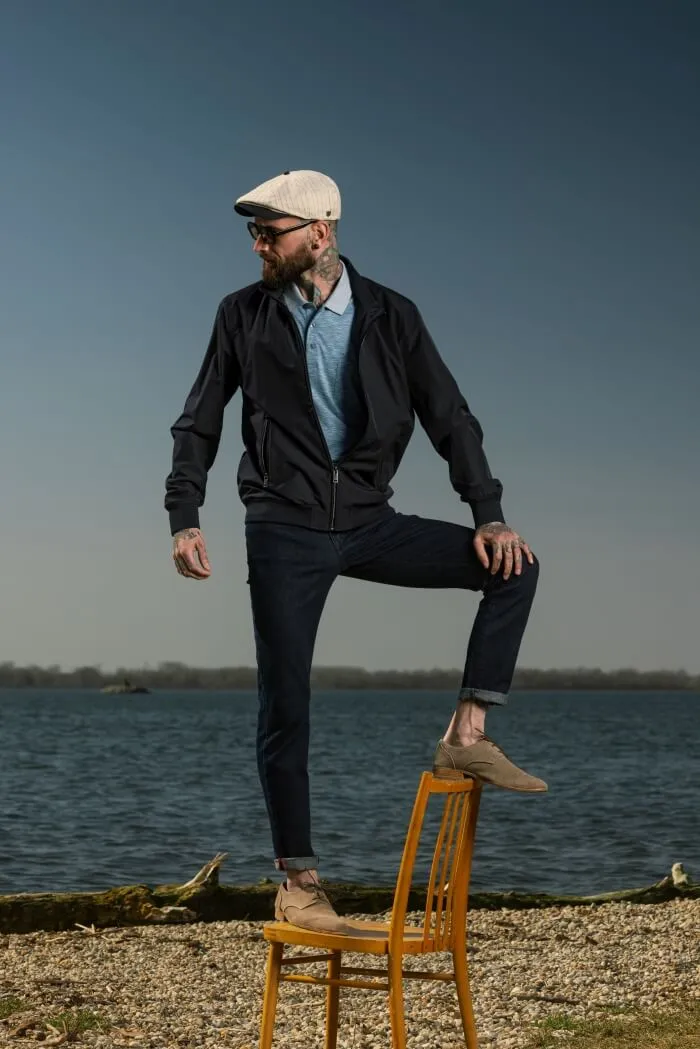 Alain Delon Giacca Blu Navy Leggera Imbottita