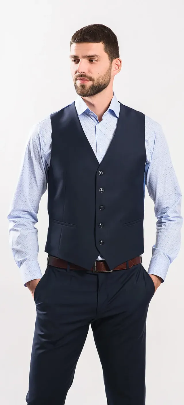 Alain Delon Gilet Abito Classico Elasticizzato Slim