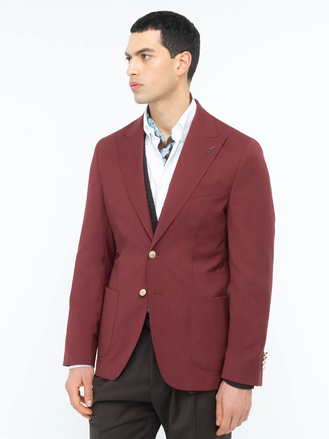 Paoloni Giacca Sfoderata Fresco Lana Stretch Rossa