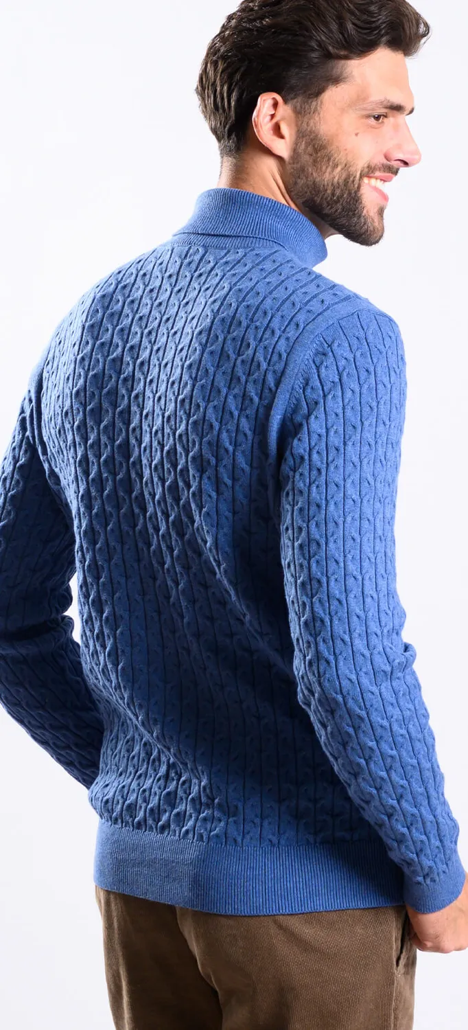 Alain Delon dolcevita uomo blu cotone cashmere slim