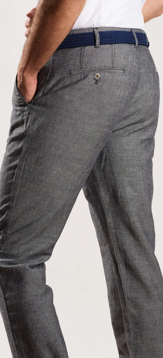 Alain Delon pantaloni chino lino grigio slim fit