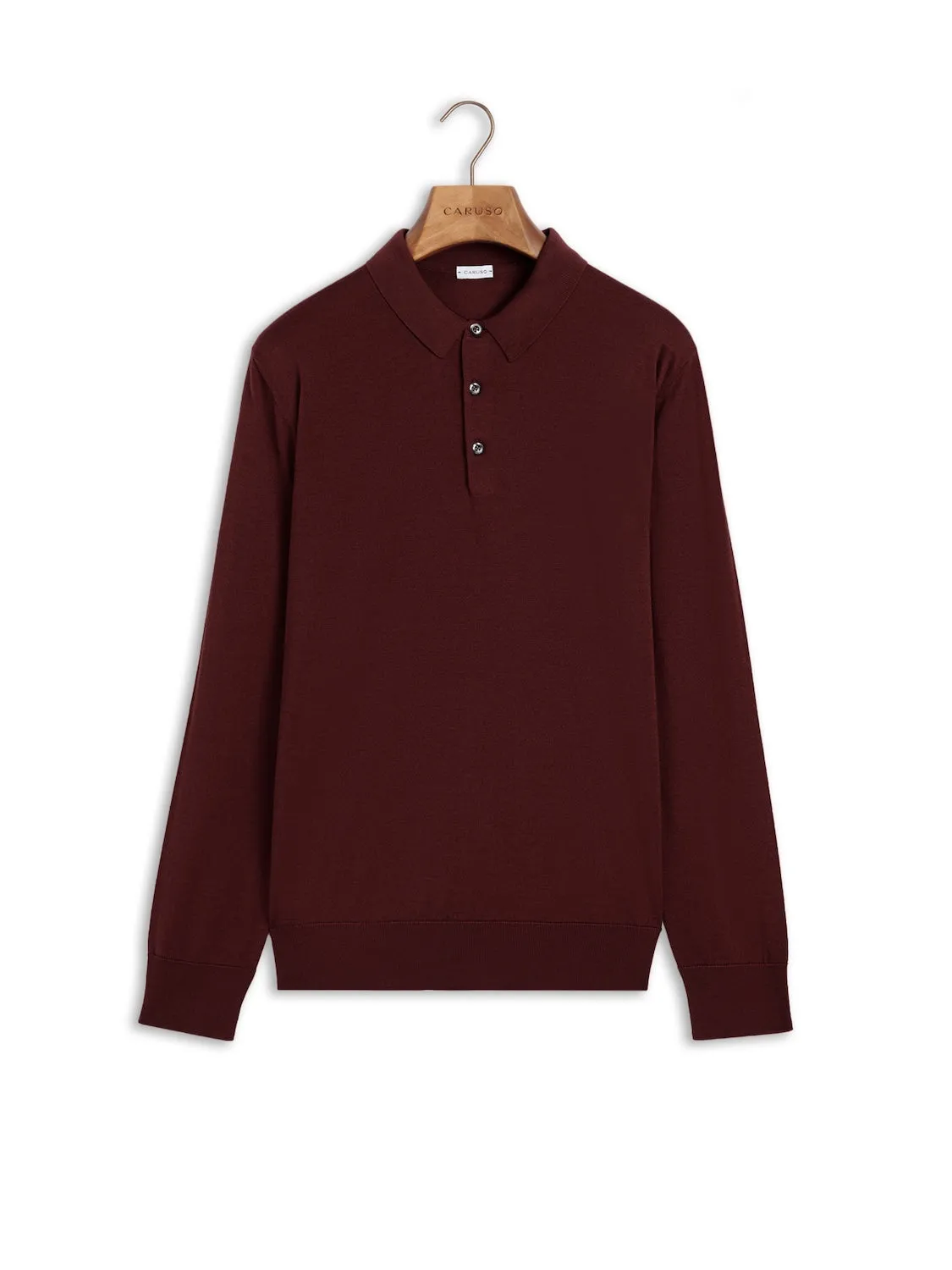 Caruso Polo maniche lunghe seta cotone bordeaux
