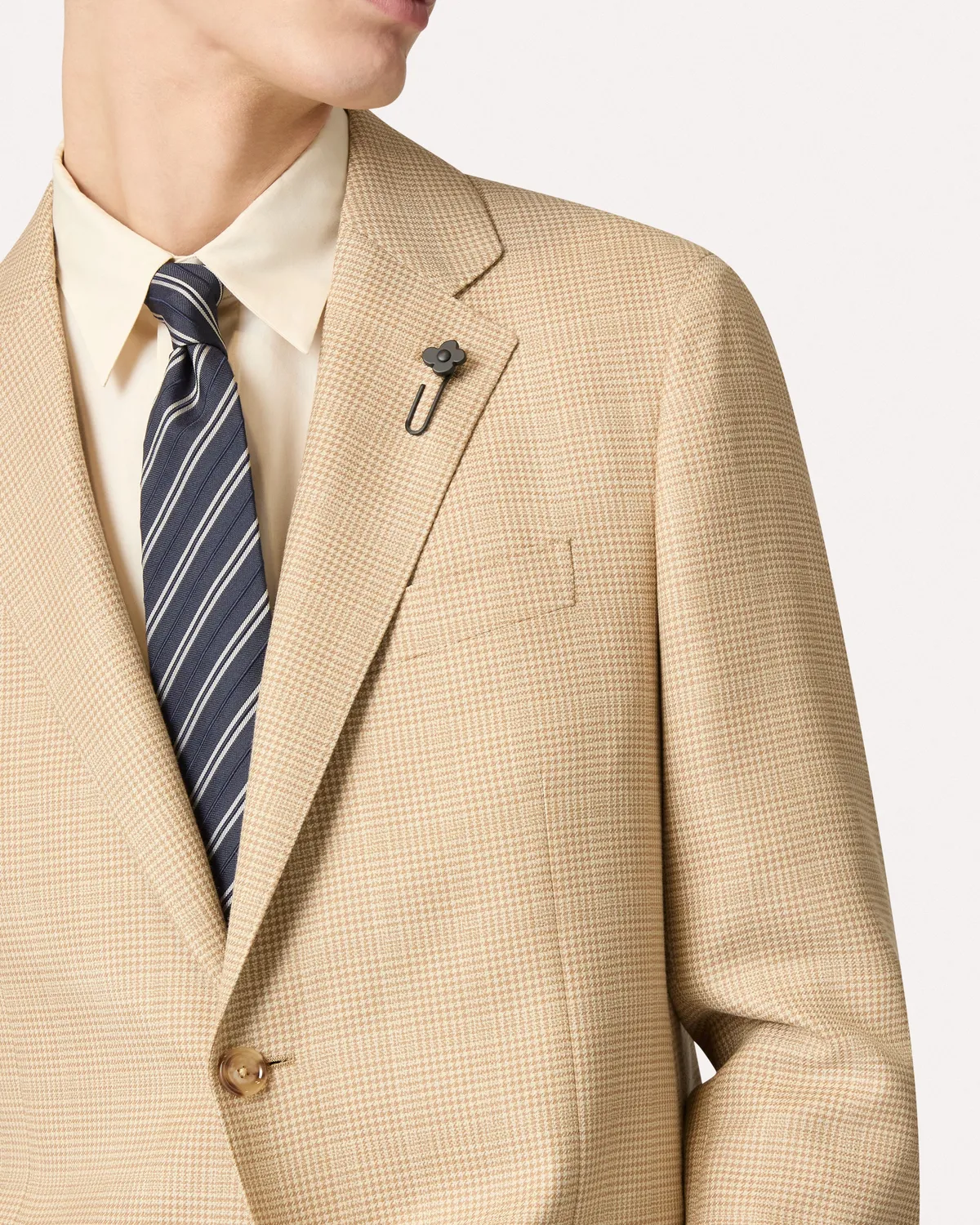 Lardini Iconic giacca monopetto beige lana cotone