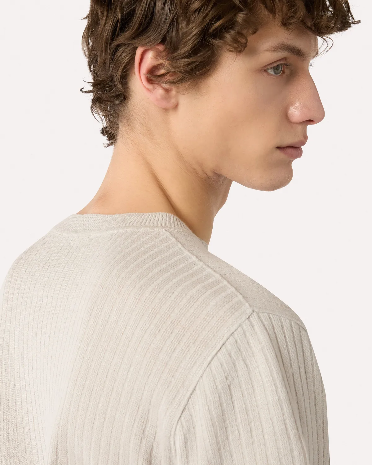 Lardini t-shirt avorio lino cotone manica corta