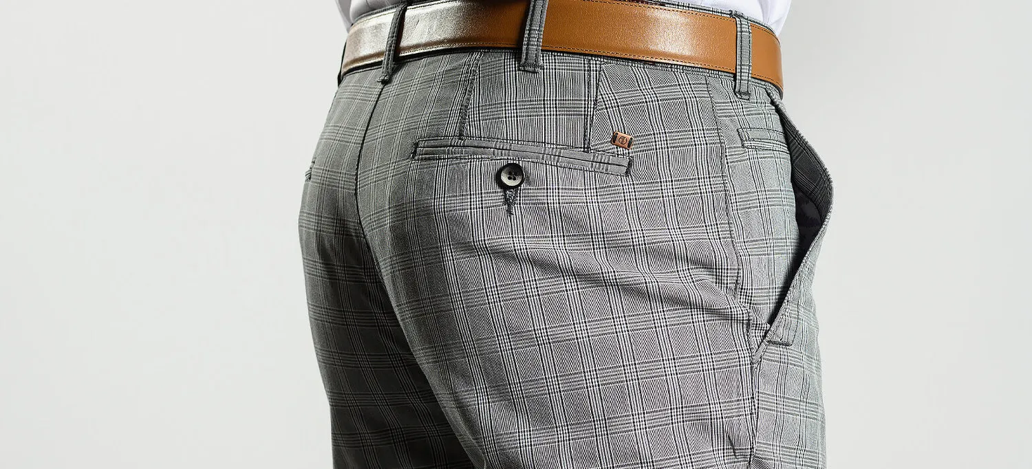 Alain Delon Slim Fit pantalone quadri grigio marrone