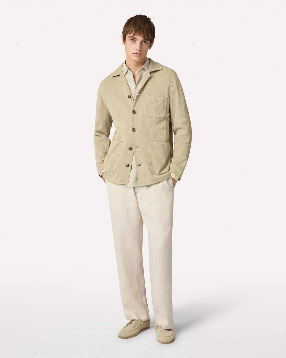 Lardini giacca monopetto maglia salvia cotone