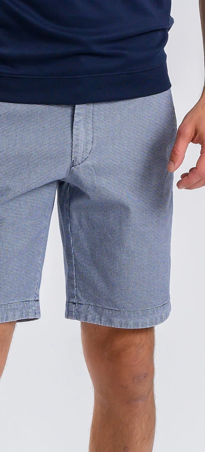 Alain Delon shorts blu microfantasia slim cotone elasticizzato