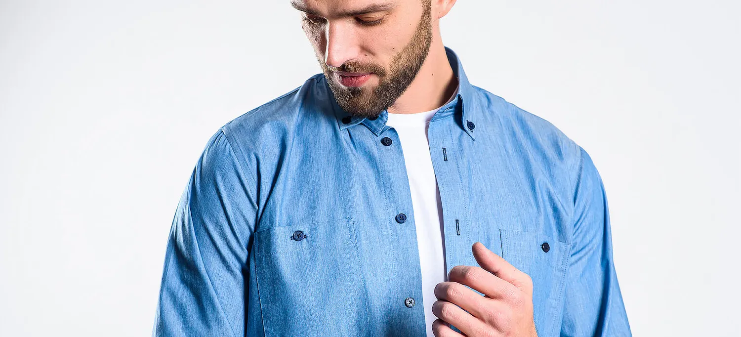 Alain Delon camicia denim blu slim fit Getzner