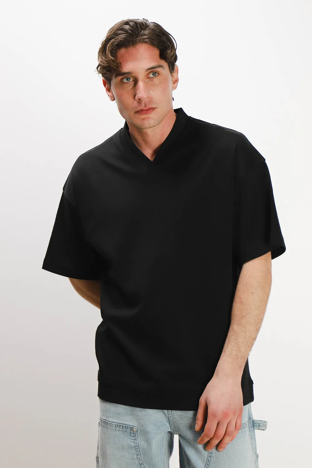 Sonny Bono t-shirt scollo V nero over fit
