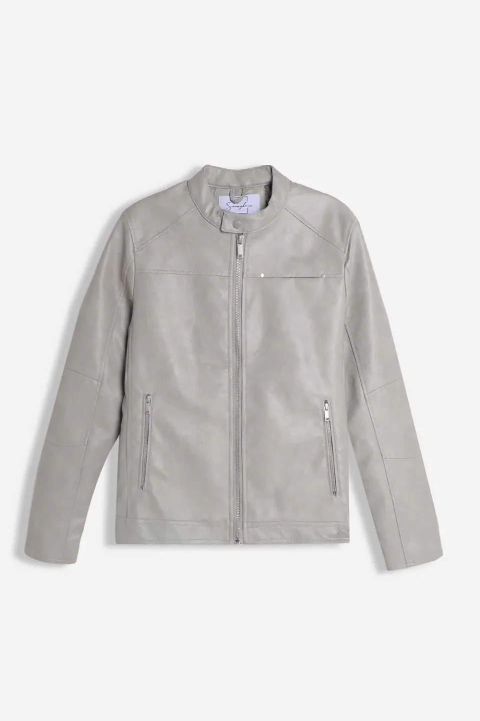 Sonny Bono Biker giubbotto effetto pelle grigio chiaro