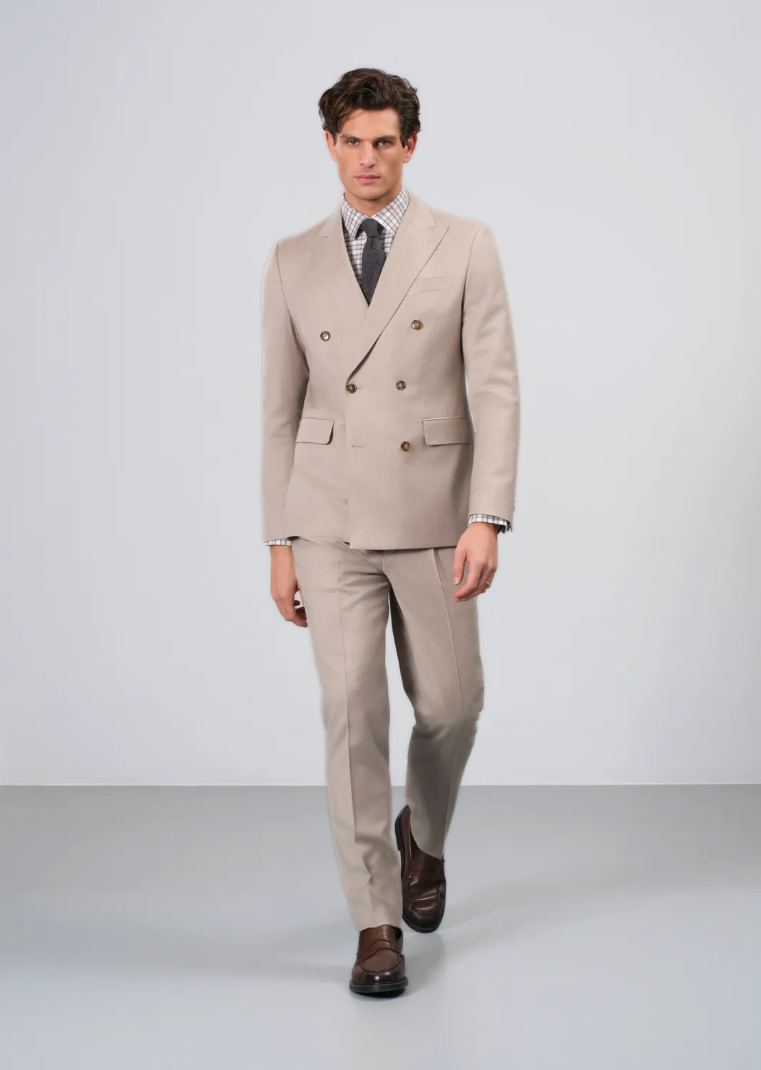 Sand Menswear Star DB-Mark N abito doppiopetto ecru flanella