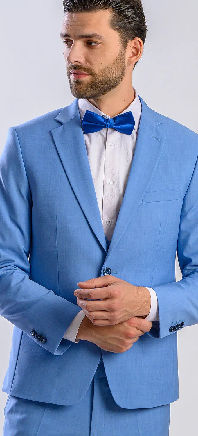 Alain Delon abito slim fit azzurro gilet doppiopetto