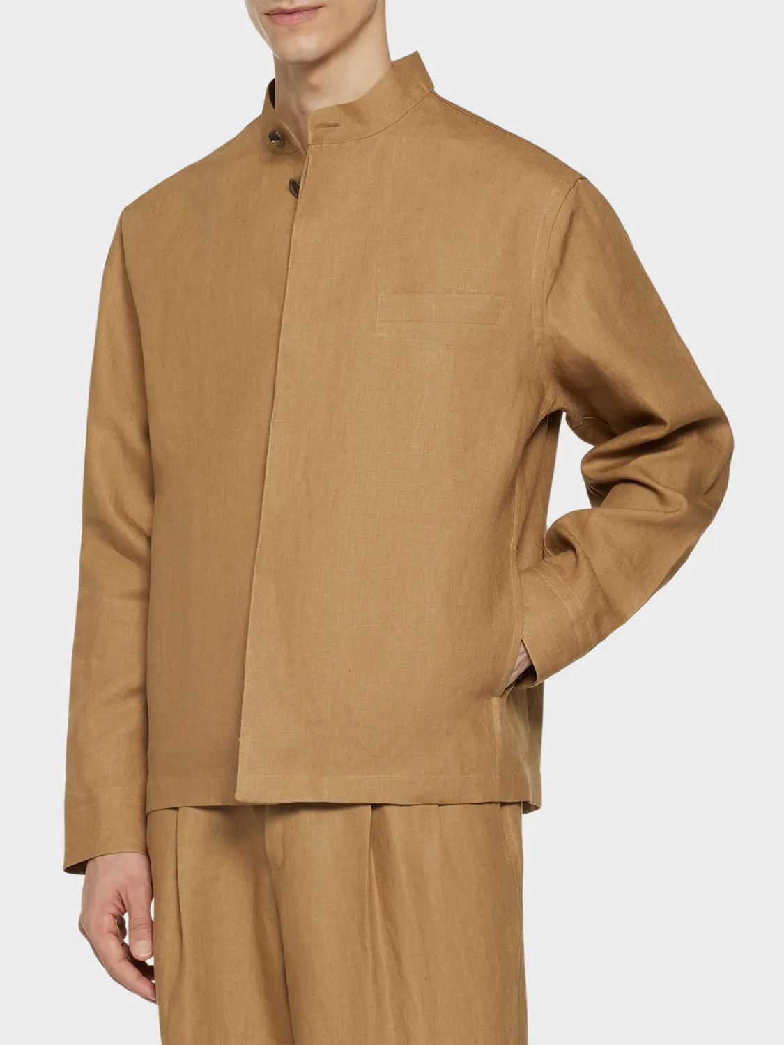 Caruso Aida overshirt lino irlandese cammello