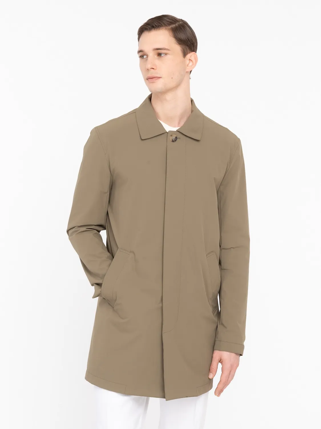 Paoloni Trench Coat Tecnico Verde Nylon Stretch
