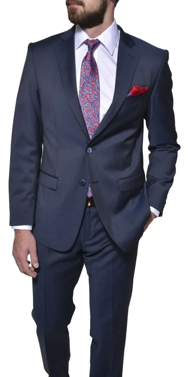 Alain Delon Wool Slim completo blu lana Zignone