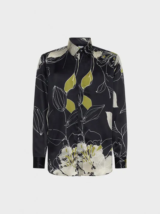 Caruso camicia seta floreale blu