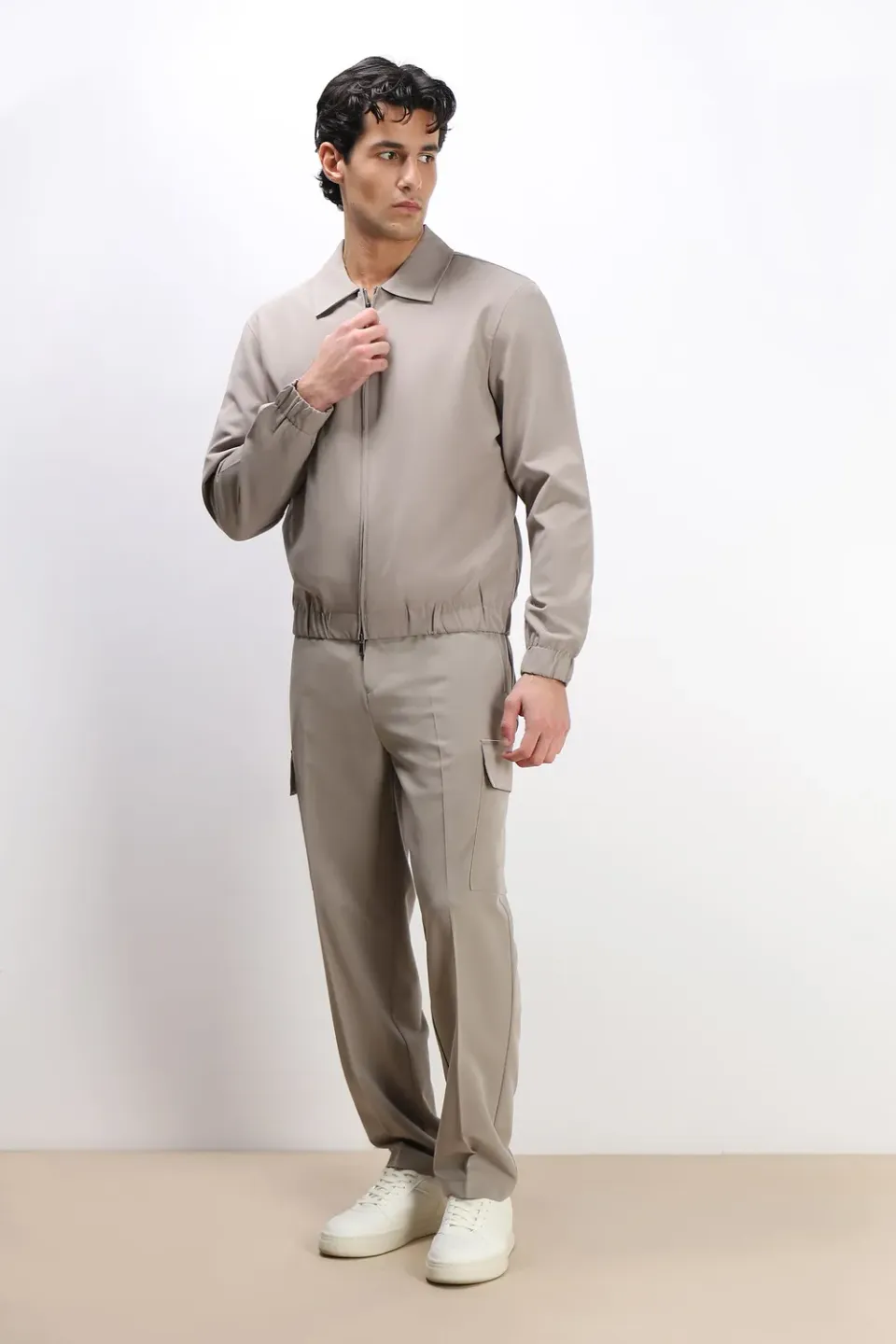 Sonny Bono Bomber giubbotto collo camicia sabbia