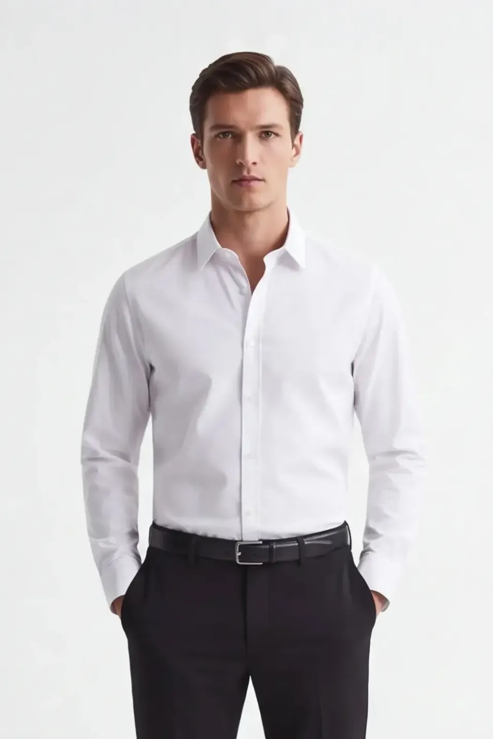 Sonny Bono camicia basic stretch bianco cotone elastan