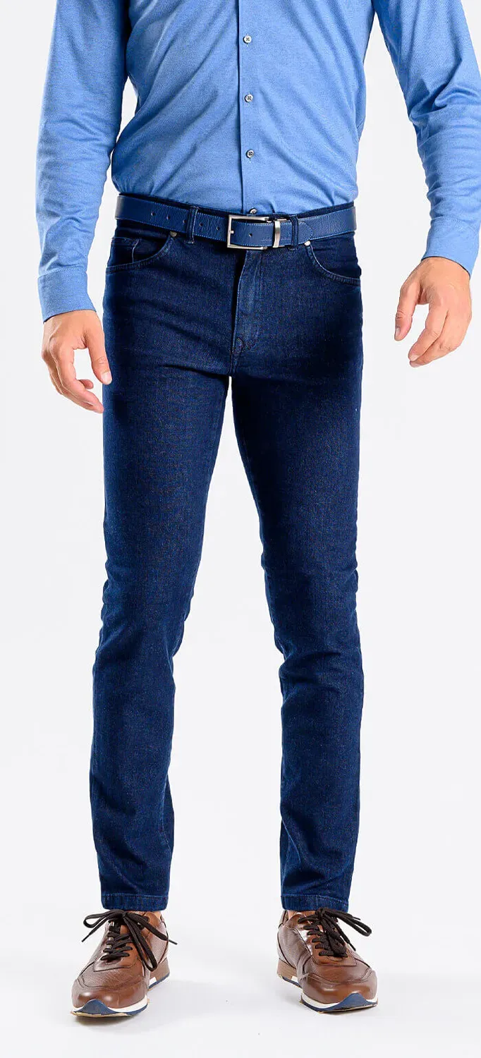 Alain Delon Jeans Blu Scuro Slim Fit Elasticizzati