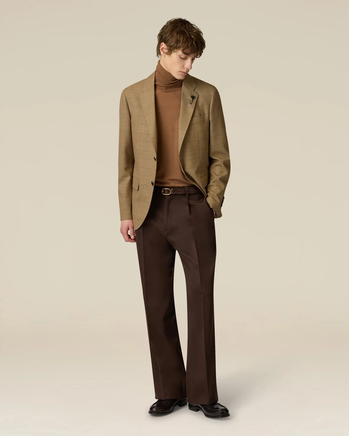 Lardini pantalone piega marrone gabardina lana