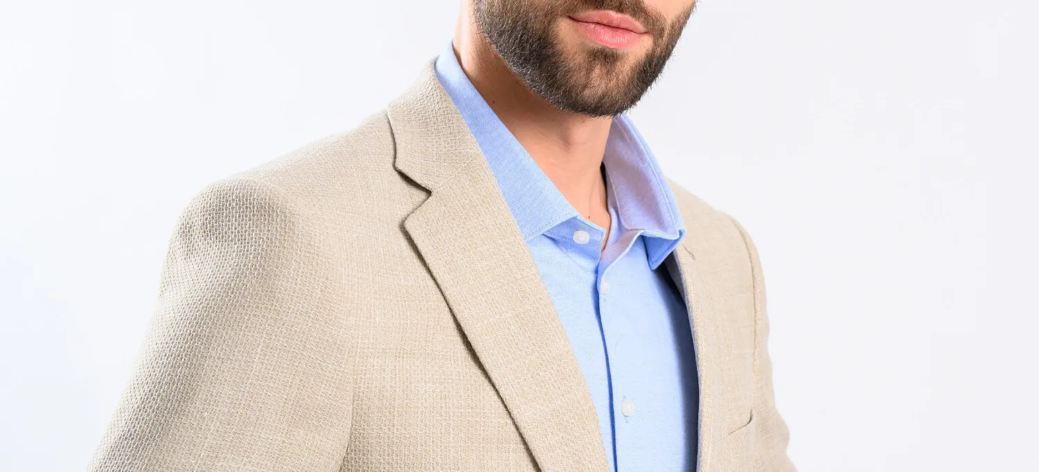 Alain Delon giacca beige Slim Fit lana lino
