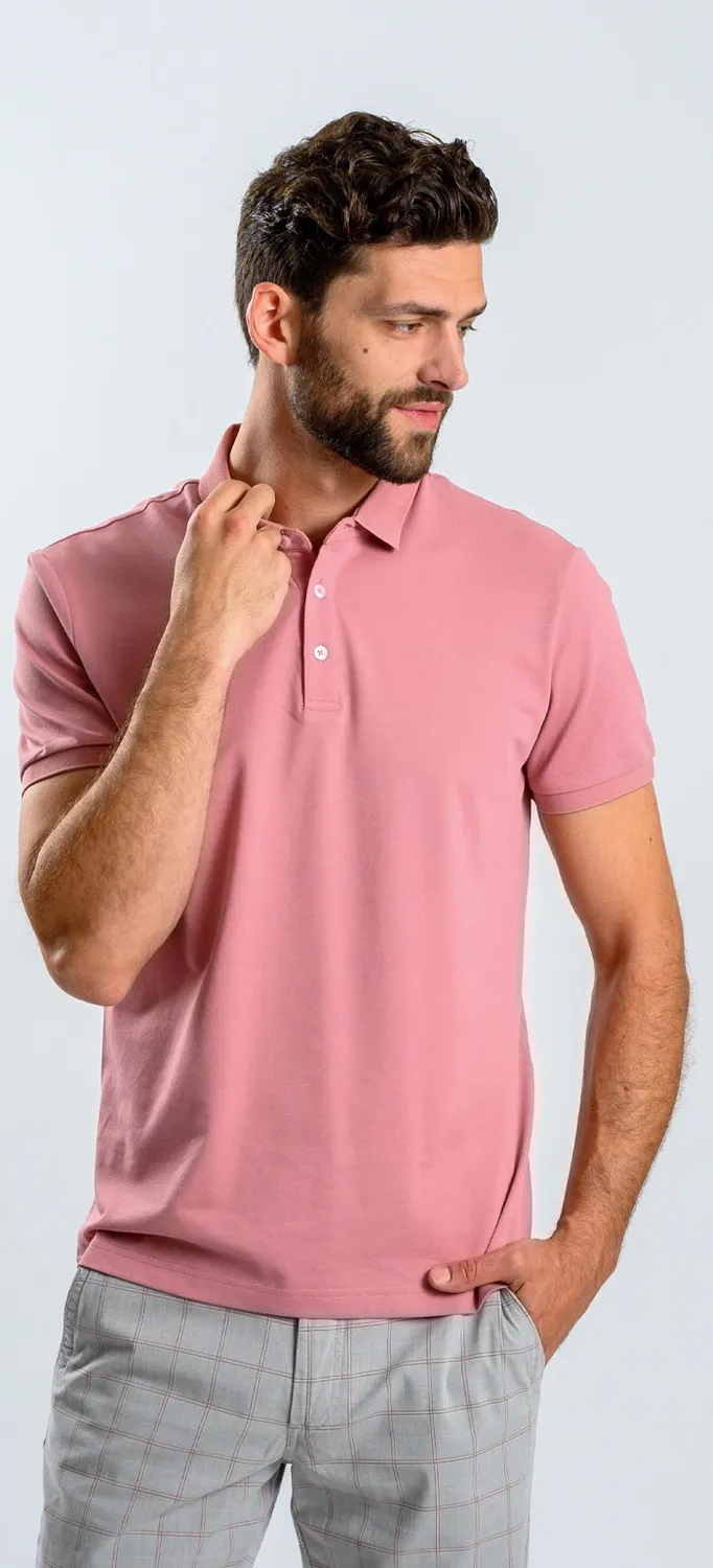 Alain Delon polo rosa slim fit manica corta cotone