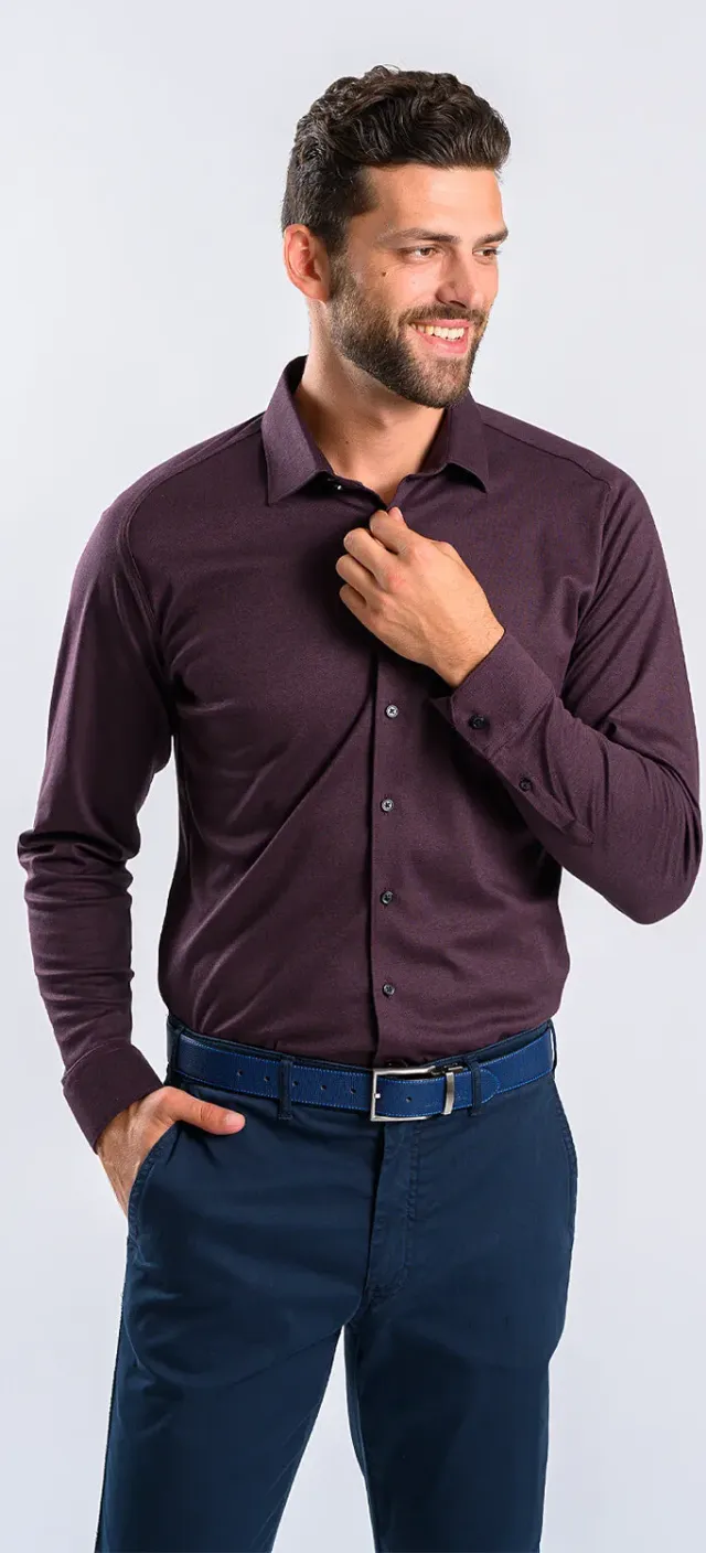 Alain Delon camicia melanzana jersey extra slim