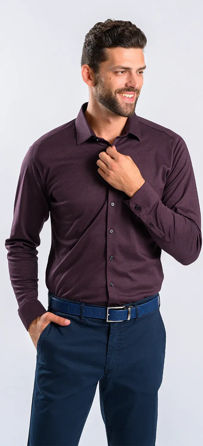 Alain Delon camicia melanzana jersey extra slim