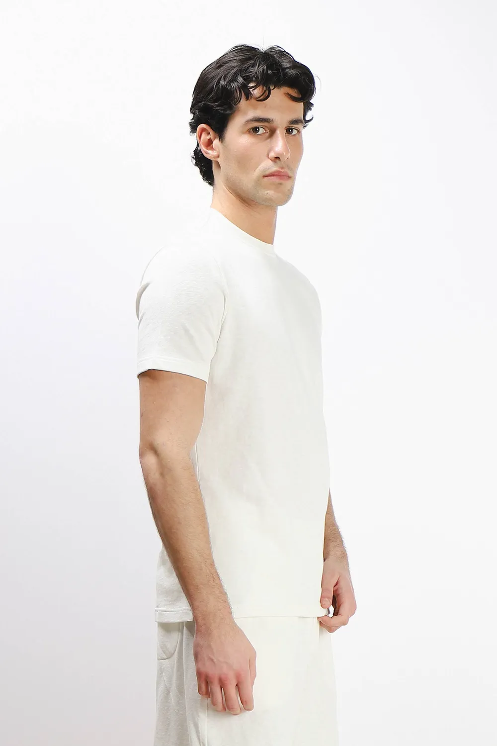 Sonny Bono T-Shirt Slub Bianco Effetto Lino Girocollo