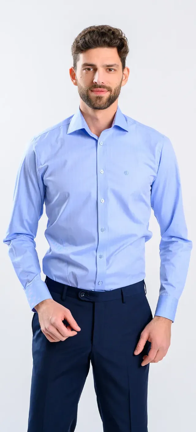 Alain Delon camicia azzurra righe extra slim