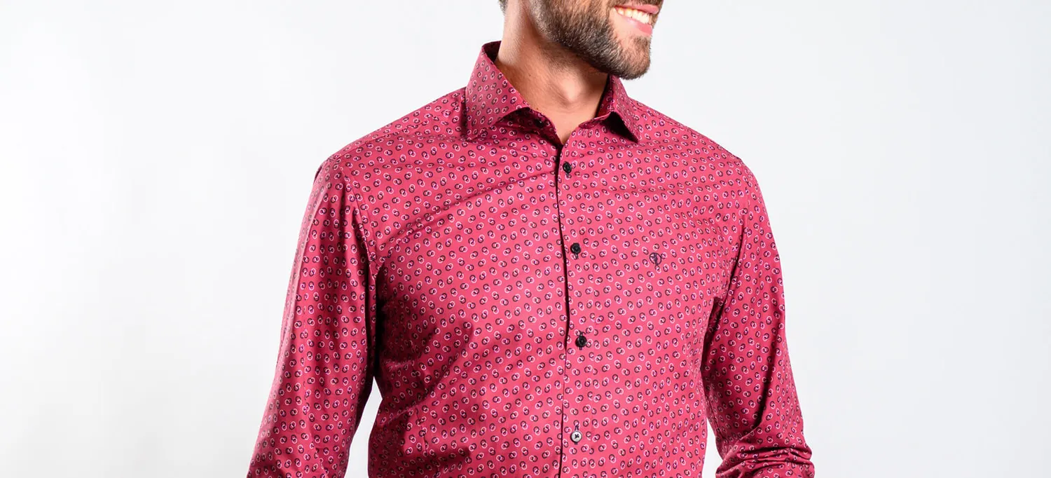 Alain Delon camicia Extra Slim Fit rossa fantasia