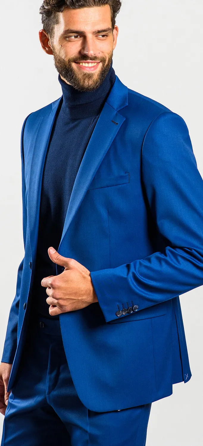 Alain Delon Slim Fit abito blu royal taglia 33 elasticizzato