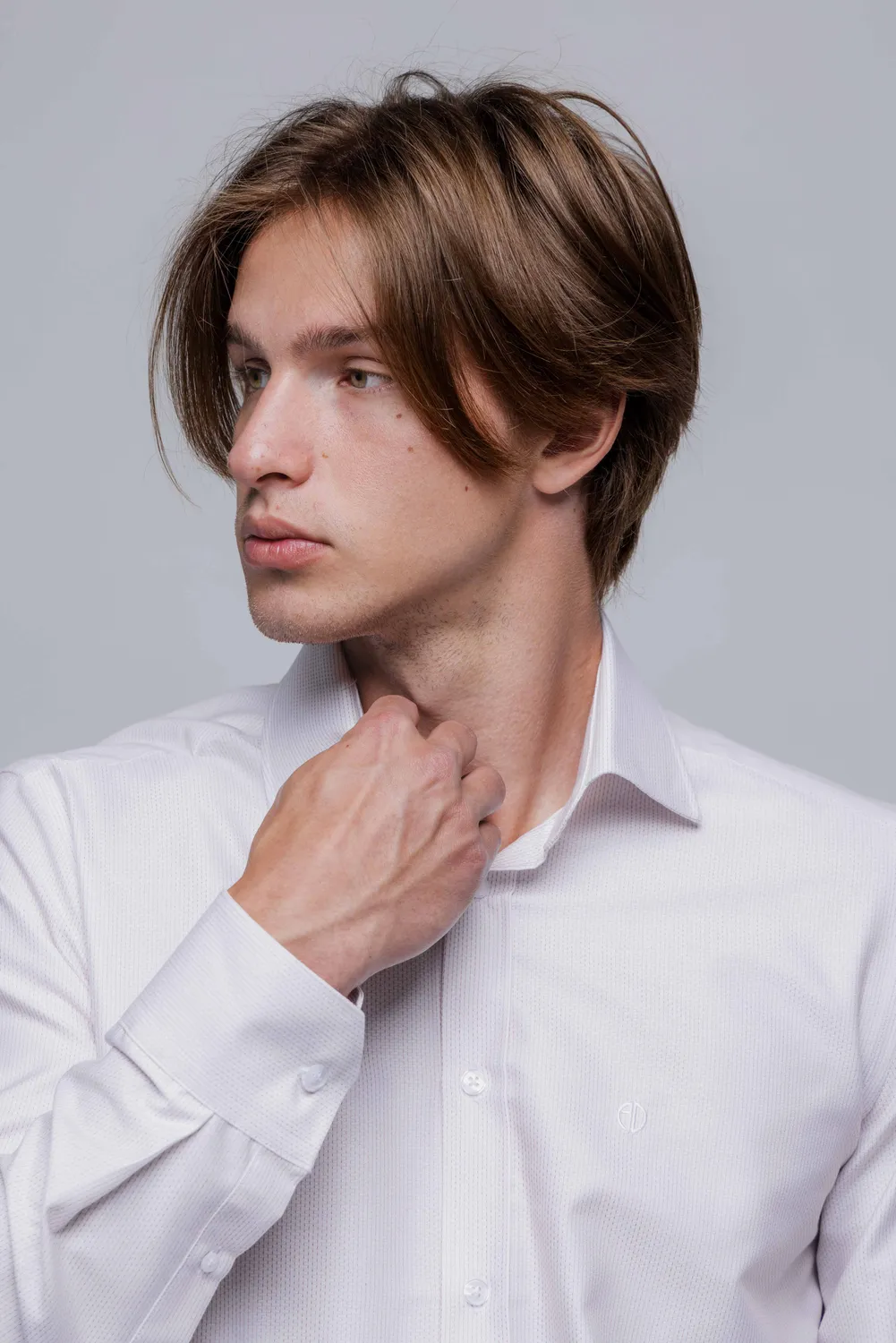 Alain Delon camicia slim fit bianca righe bordeaux cotone