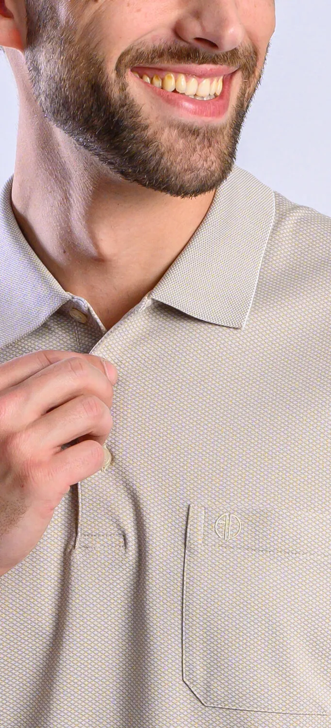 Alain Delon Polo Beige Slim Fit Cotone Micropima