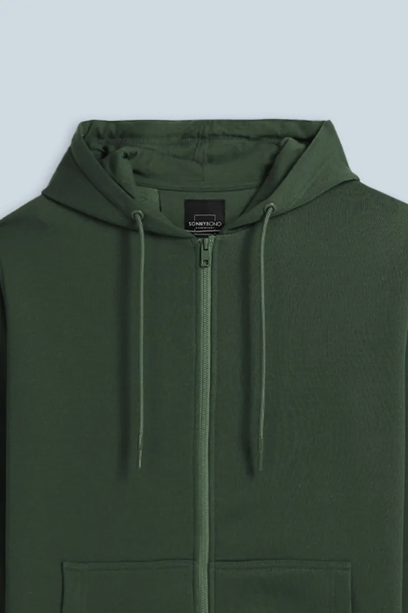 Sonny Bono felpa zip cappuccio verde militare
