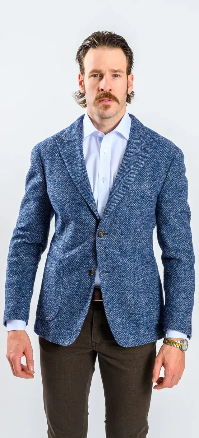 Alain Delon Slim Fit giacca blu fantasia gallo