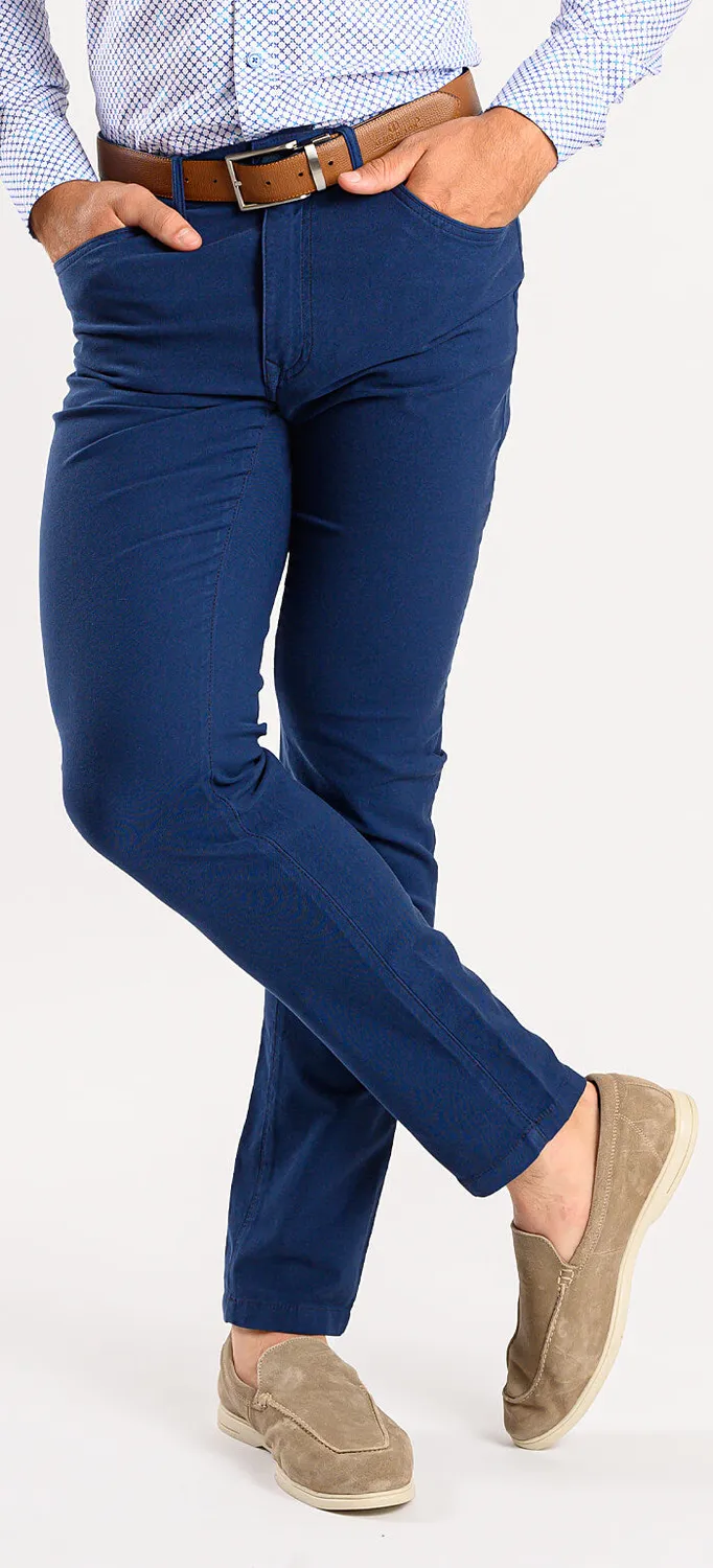 Alain Delon Bold Blue pantaloni casual blu slim fit elasticizzati