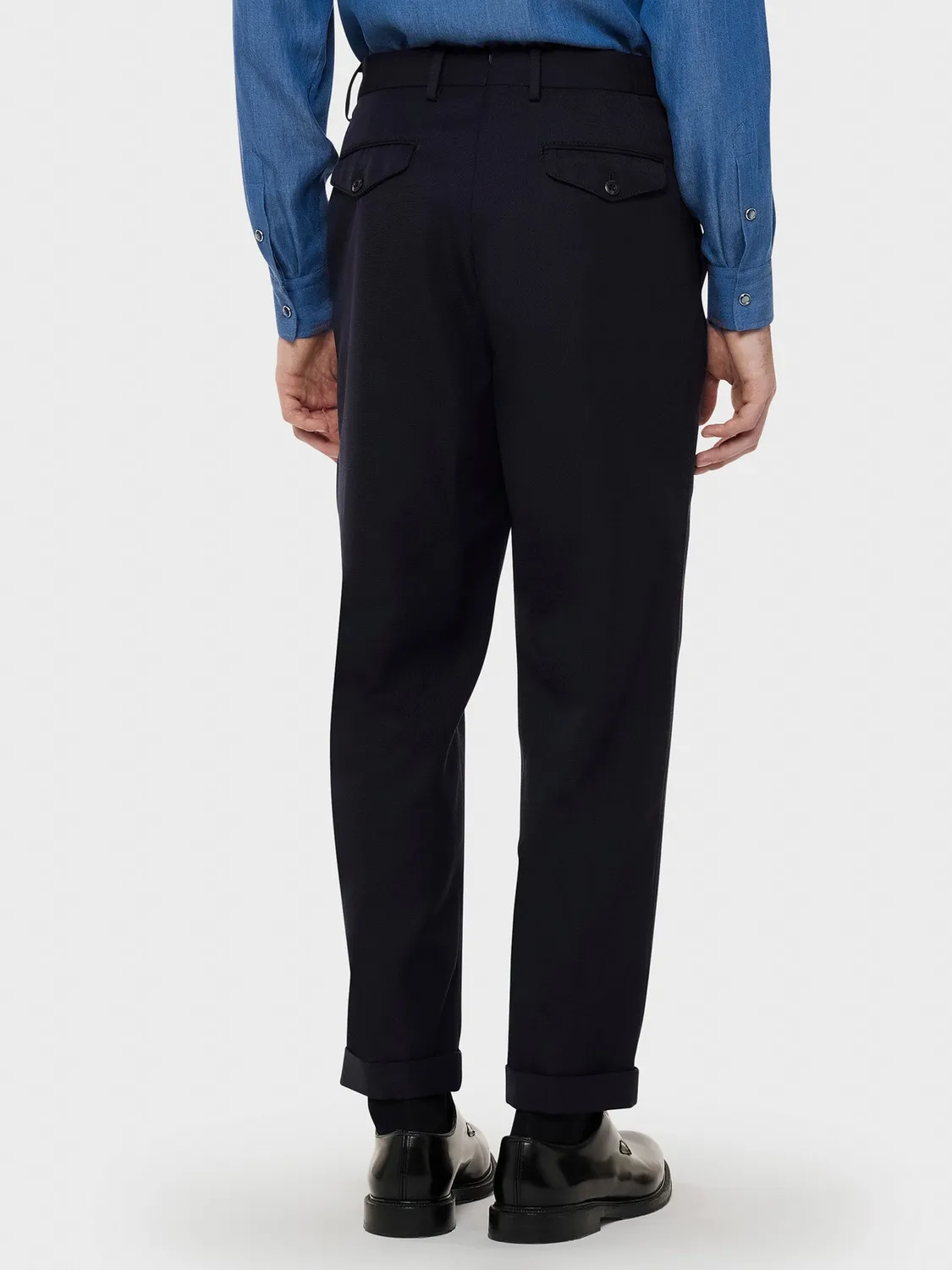 Caruso Norma pantalone gabardine lana blu
