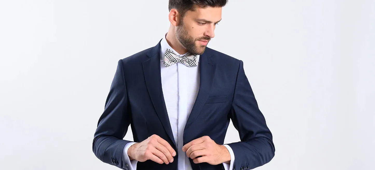 Alain Delon abito slim fit blu quadretti misto lana