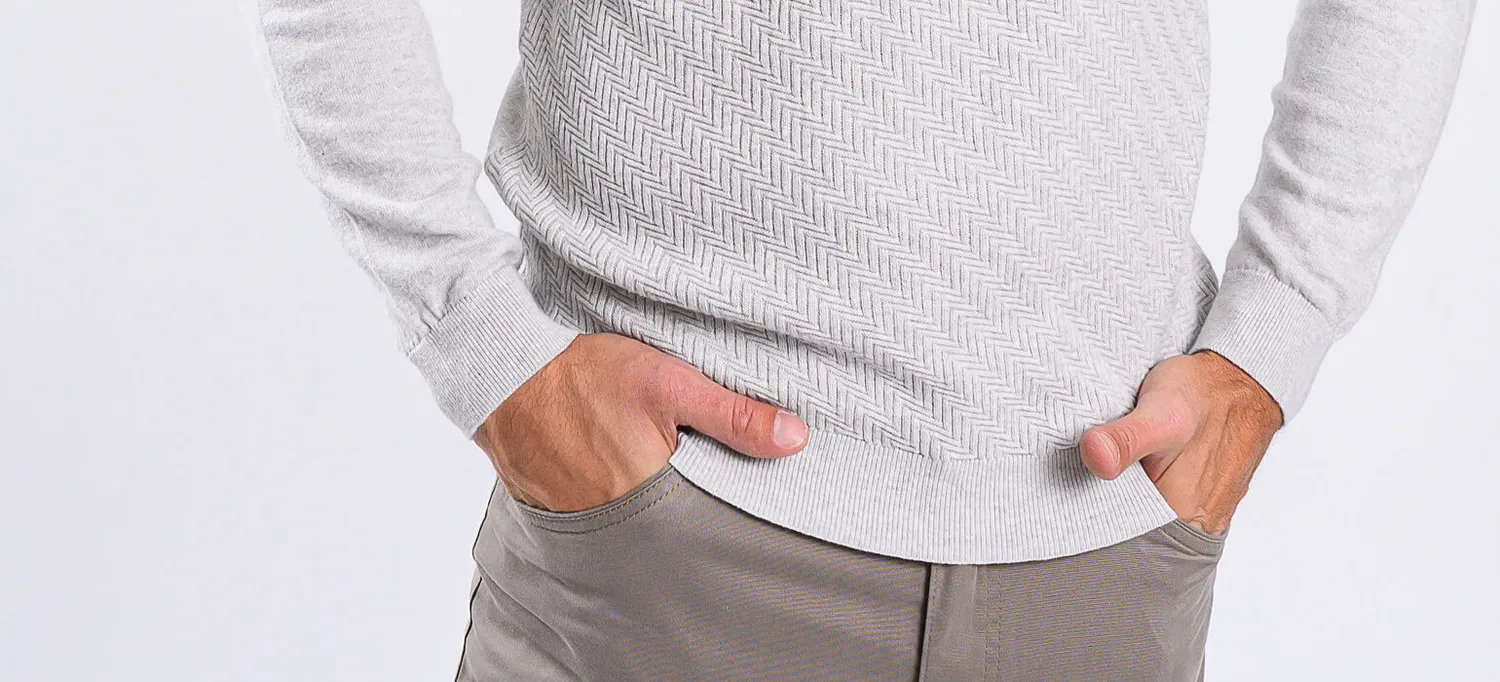 Alain Delon Polo Maglia Grigio Chiaro Manica Lunga Cashmere