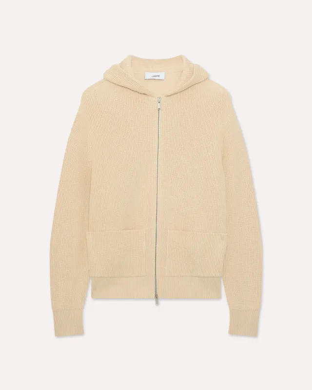 Lardini Cardigan panna cotone zip costa inglese