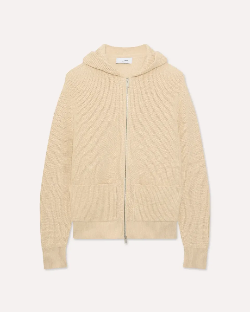 Lardini Cardigan panna cotone zip costa inglese