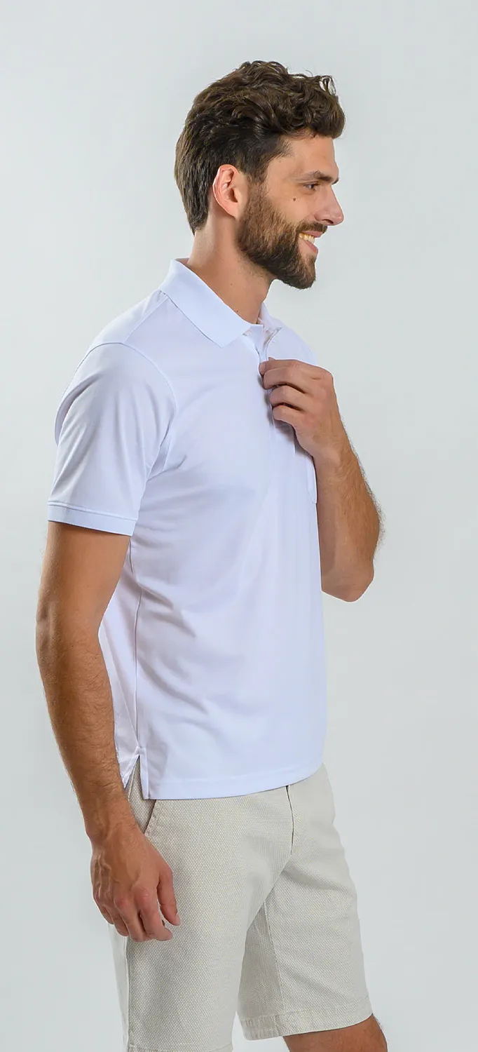 Alain Delon polo bianca uomo slim fit micropima