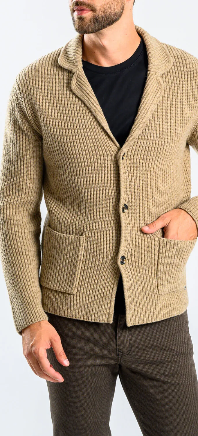 Alain Delon Maglione Beige Lana con Bottoni