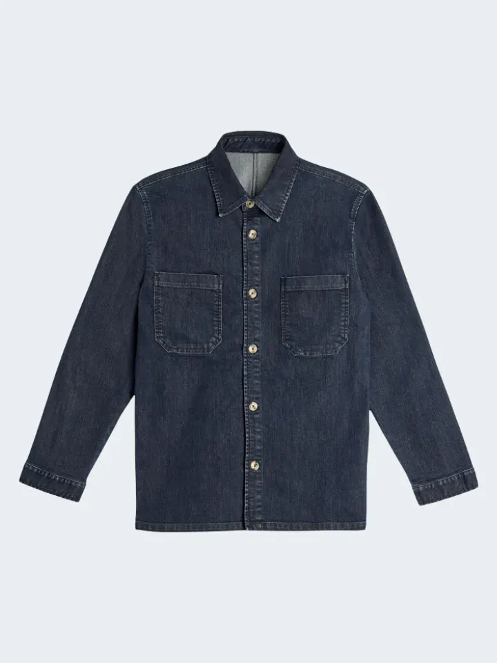 Sand Menswear Anders overshirt denim stretch fantasia