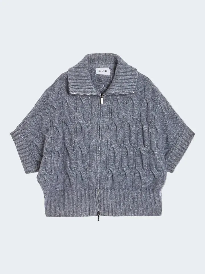 Sand Menswear Muna Zip Gilet Collo Alto Cashmere Grigio