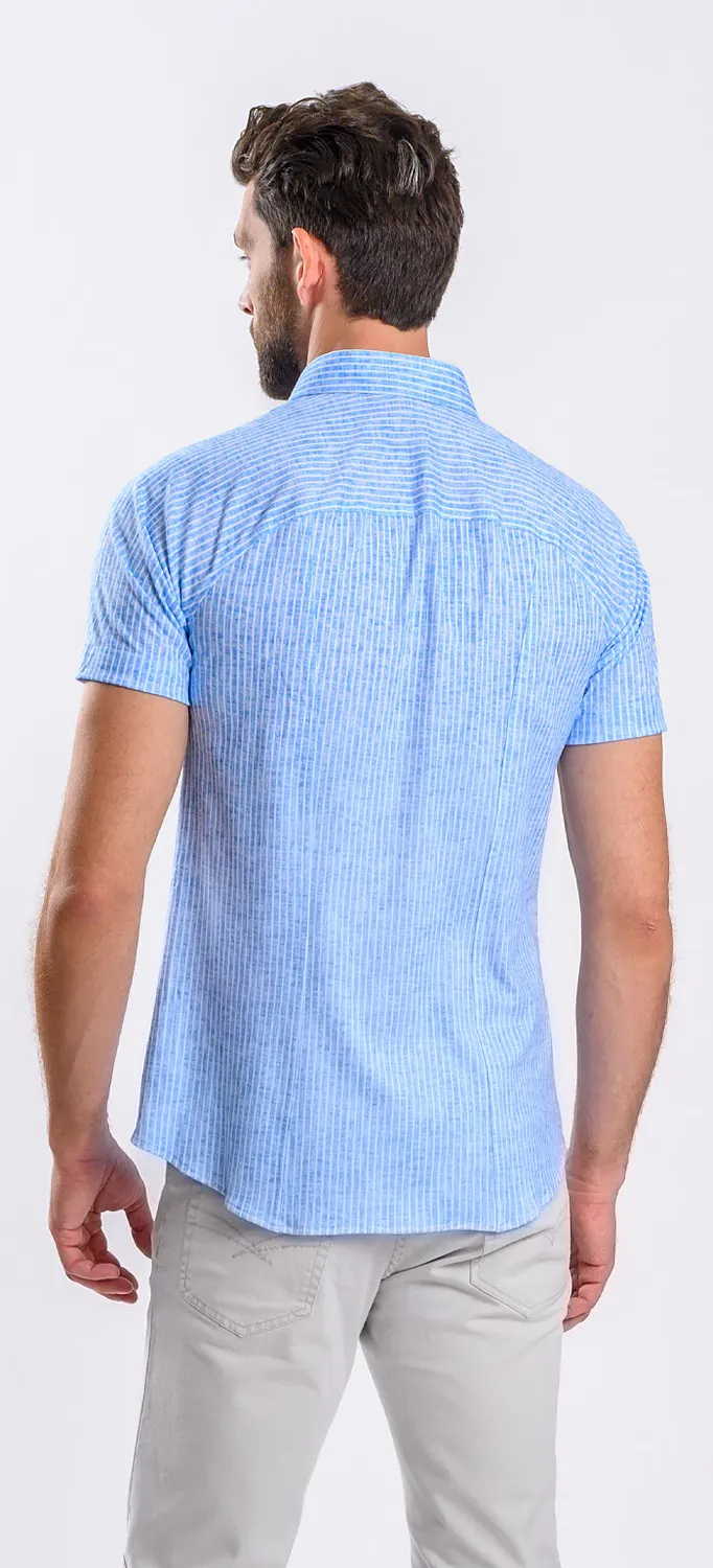 Alain Delon Extra Slim camicia uomo manica corta righe cotone