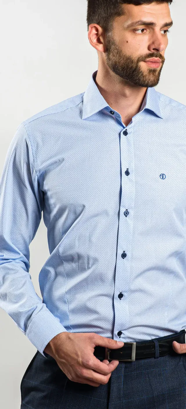 Alain Delon Extra Slim Fit camicia blu quadretti 44 cotone